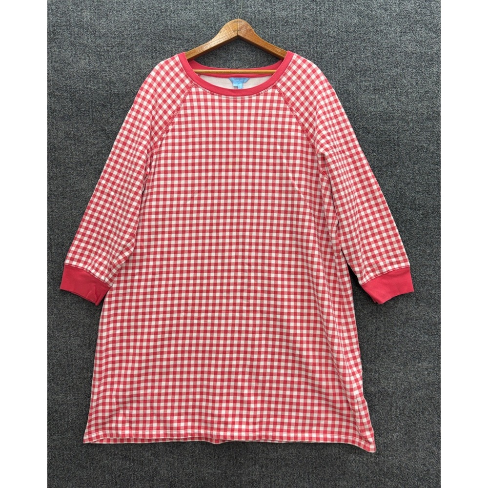 Draper James Sweatshirt Dress Women 2X Red Gingham Cotton Loungewear Preppy